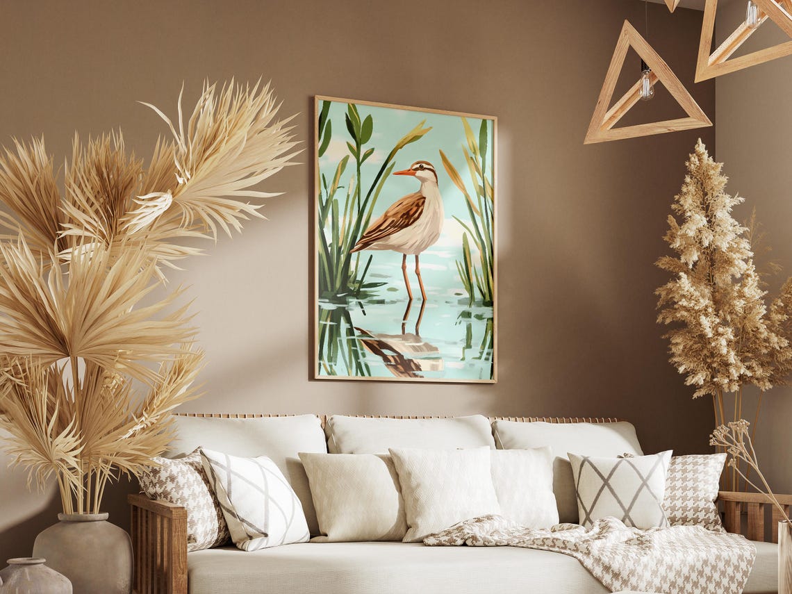 Clapper Rail Wading in Tall Marsh Reeds Wetland Bird Art Poster - Image 3