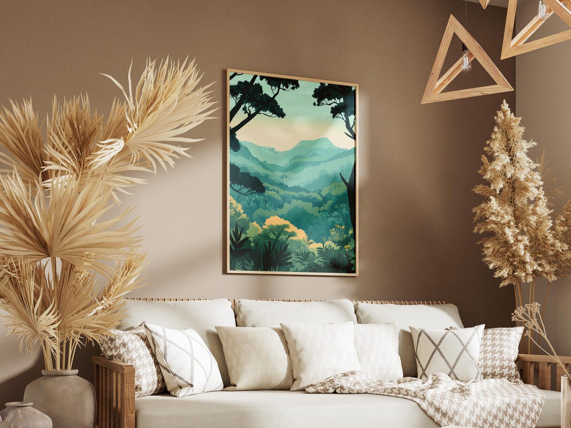 Lush Tropical Forest Valley With Mountain View Travel Poster - Image 3