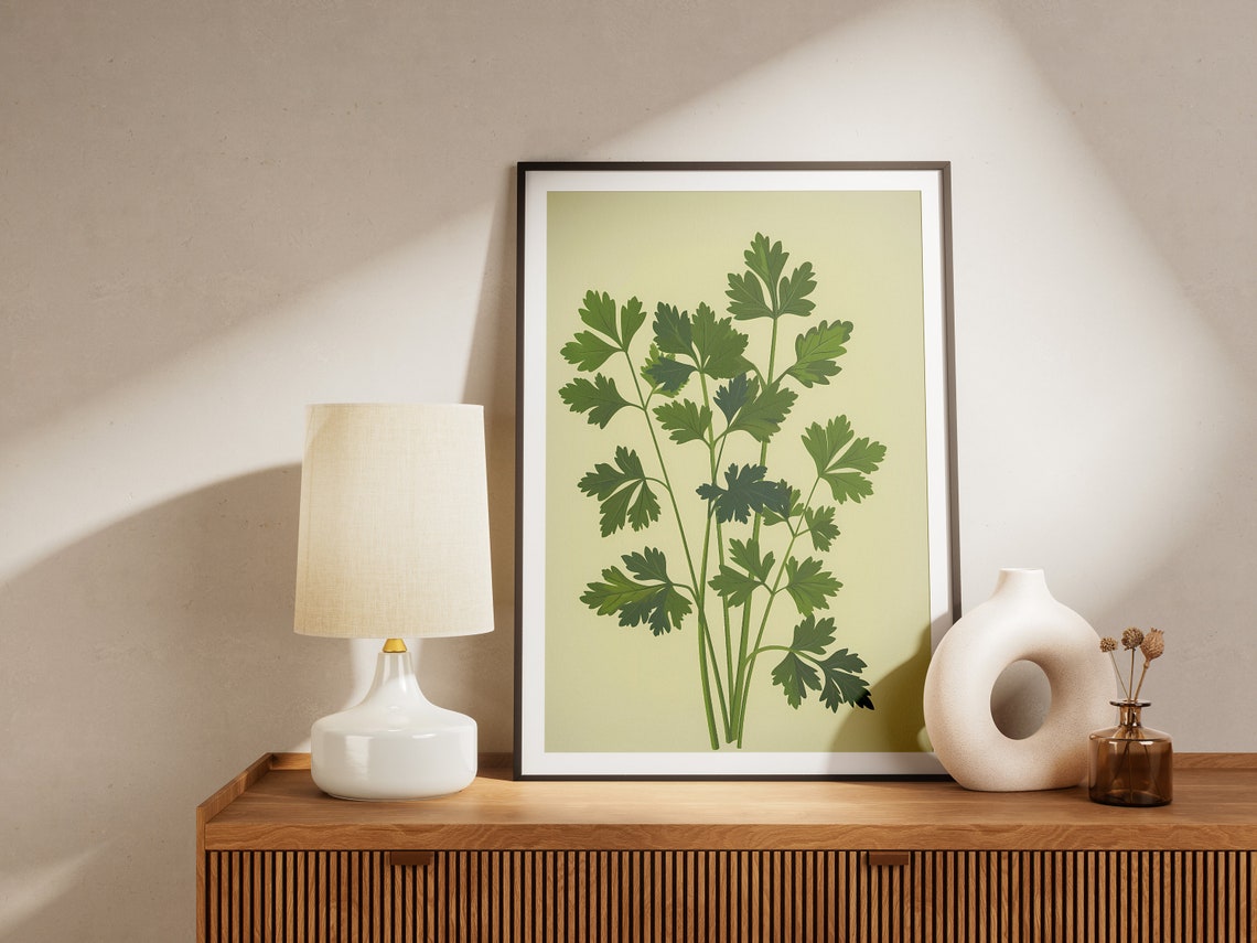 Parsley Fresh Green Herb Sprigs Botanical Kitchen Art Poster - Image 2