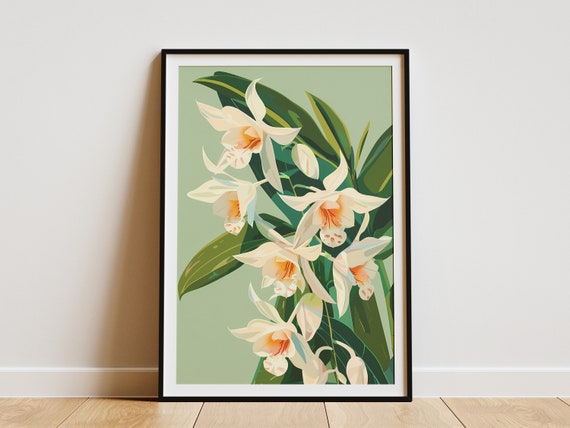 Orchid Flower Botanical Print, Minimalist Floral Decor
