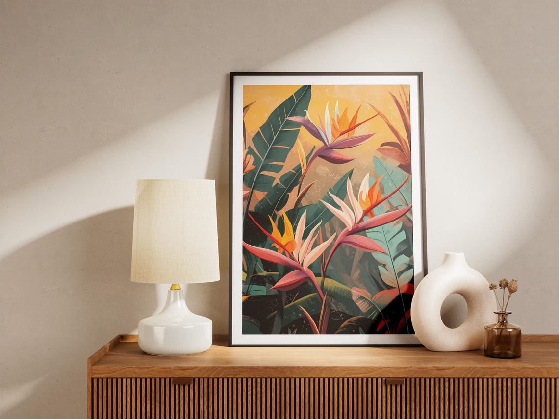 Bird Of Paradise Exotic Tropical Flowers Bold Botanical Poster - Image 5