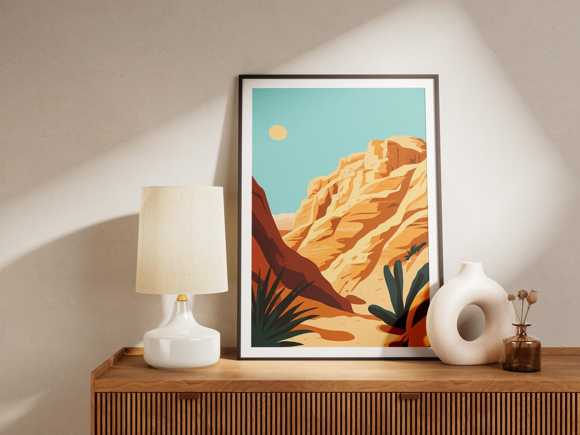 Desert Canyon Poster Sandstone Cliffs Cactus Wall Decor Gift Decor - Image 4
