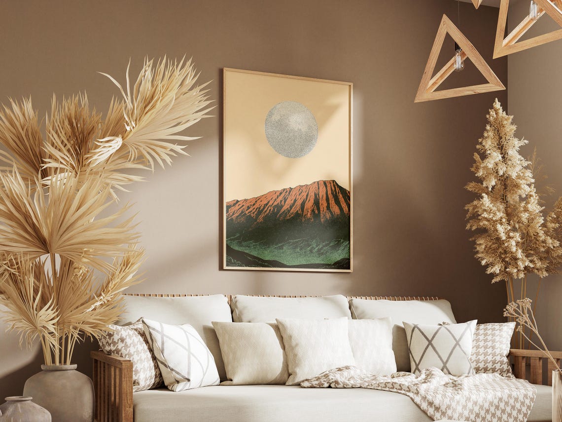 Haleakala National Park Hawaii Full Moon Volcano Minimalist Poster - Image 3