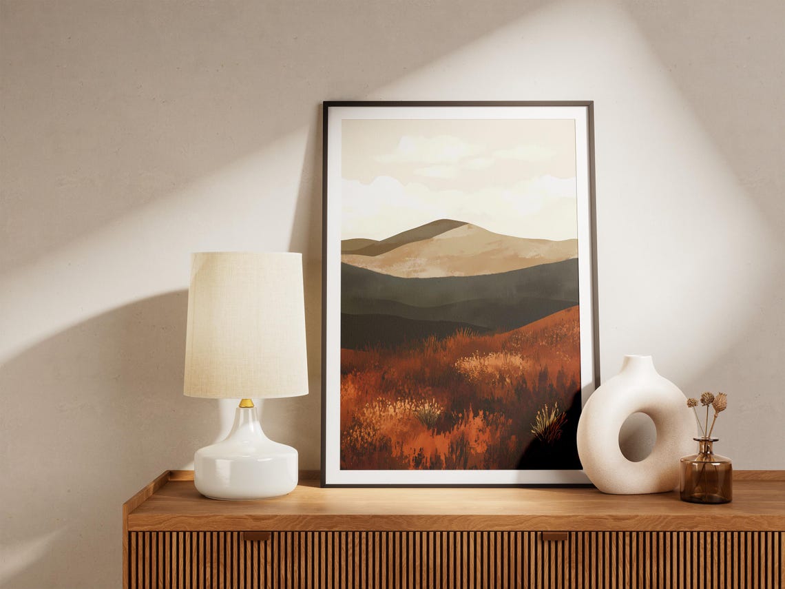 Autumn Mountain Landscape Abstract Orange Foliage Art Poster - Image 5
