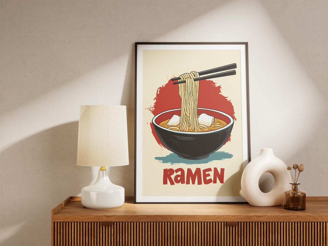Ramen Noodles Poster Japanese Food Illustration Art Print Bowl Of Ramen Asian Cuisine Kitchen Decor Restaurant Wall Art Gift For Foodie - Image 5