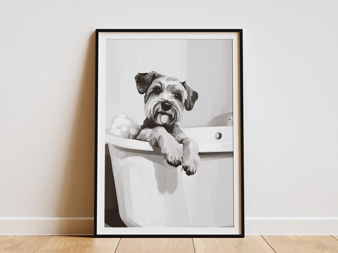 Wheaten Terrier Happy Cute Bubble Bath Minimalist Dog Poster