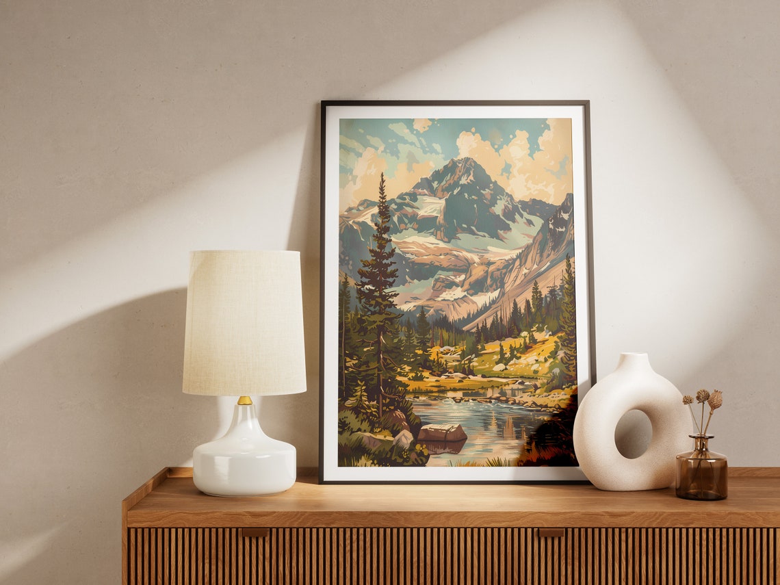 Rocky Mountain National Park Alpine Lake Peak Vintage Travel Poster - Image 2