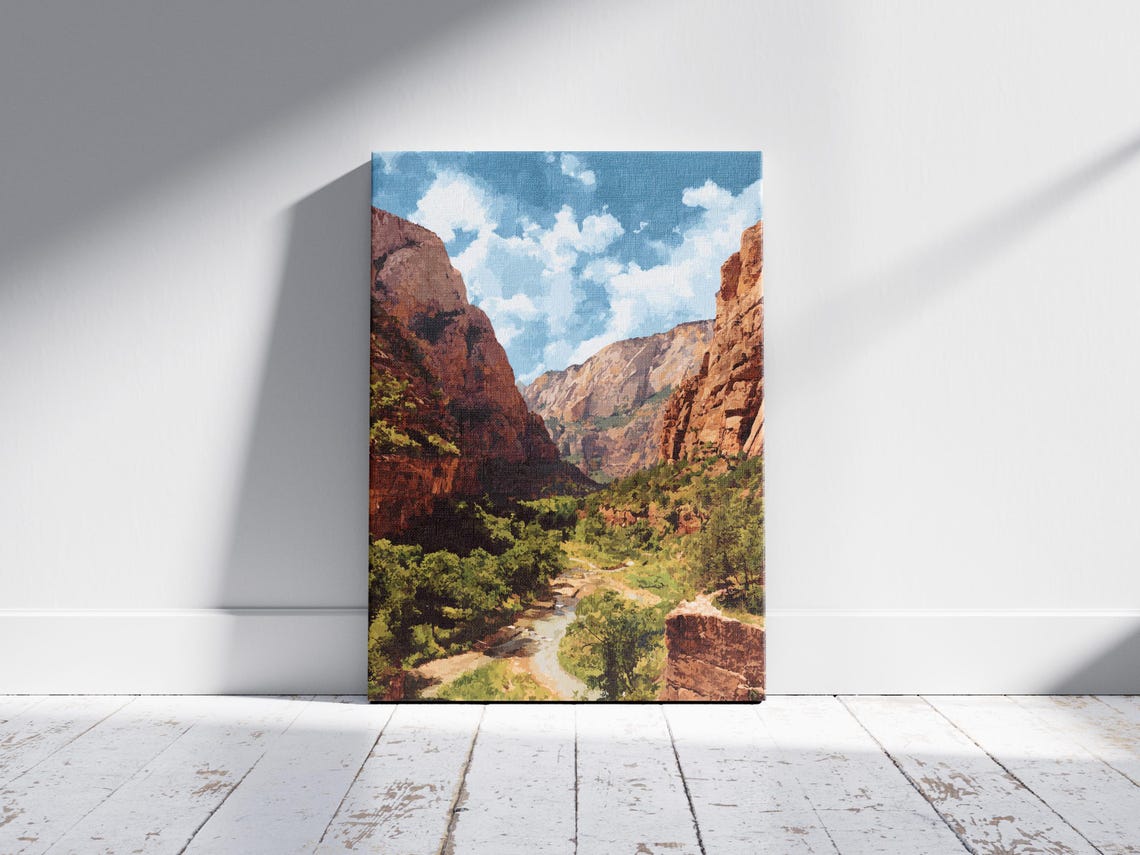 Zion National Park Utah Red Rock Canyon River Landscape Poster - Image 2