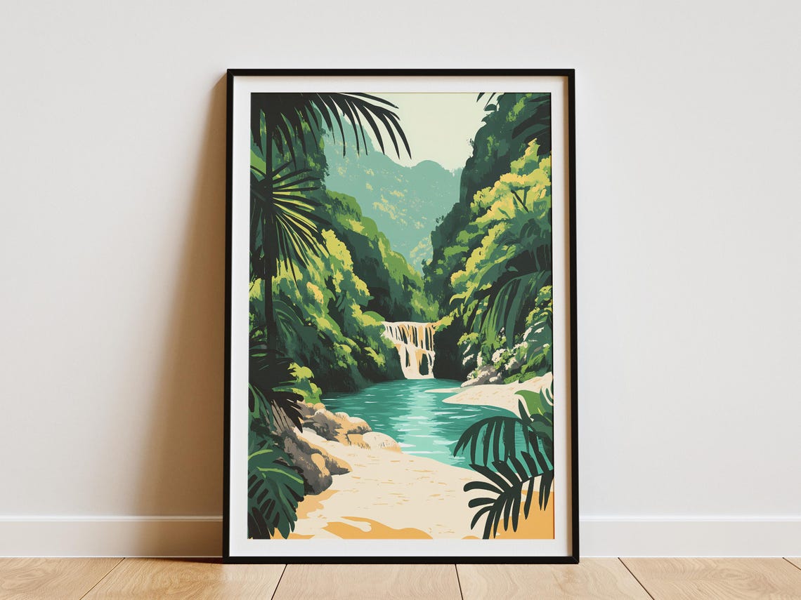Semuc Champey Waterfall Spilling into Turquoise Pool Jungle Poster