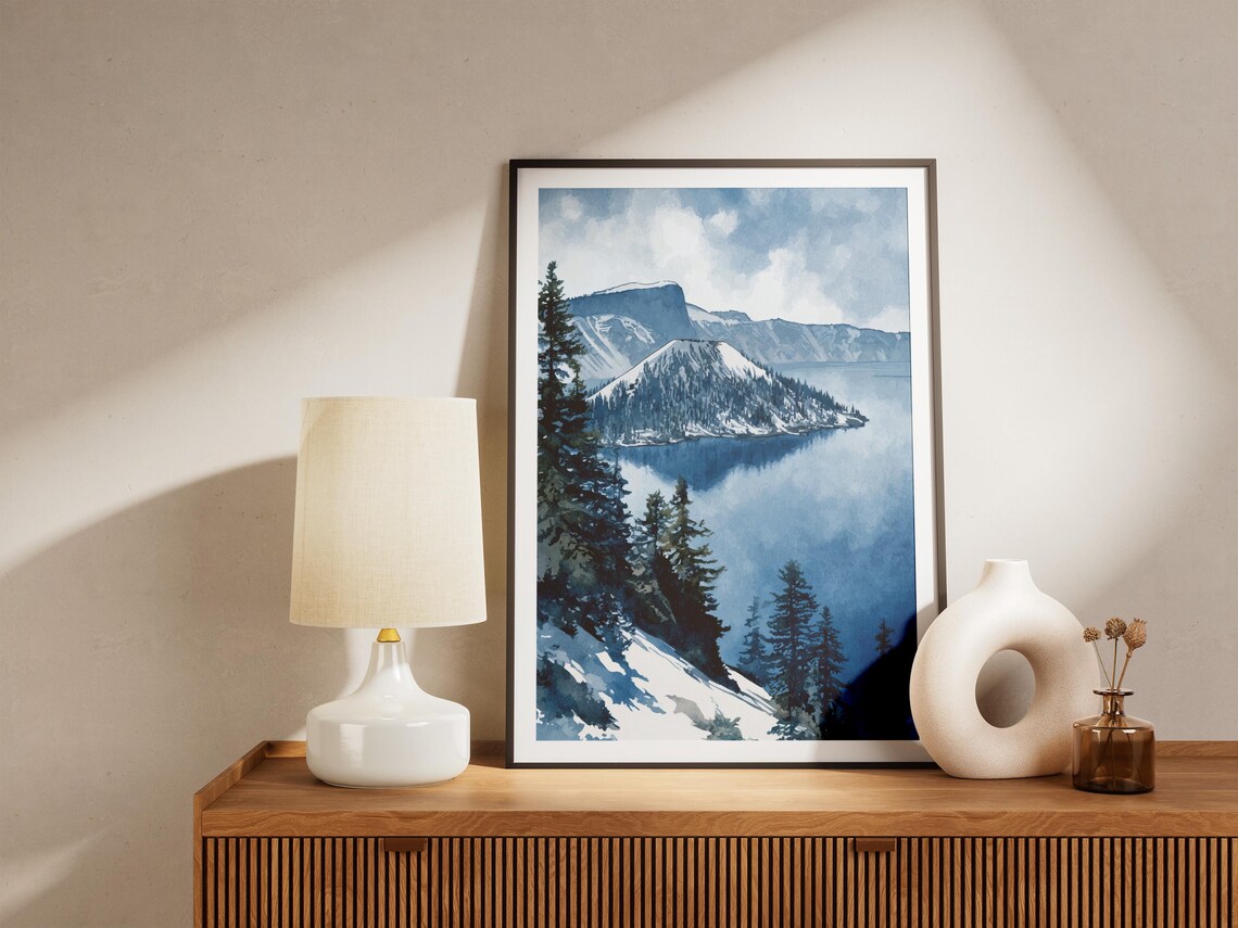 Crater Lake National Park Oregon Wizard Island Snow Lake Poster - Image 4