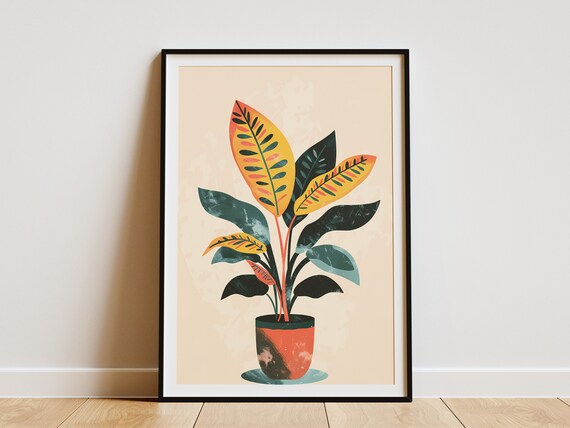 Calathea Plant Illustration Poster Minimalist Boho Art Print Home Decor Living Room Wall Art Tropical Plant Poster