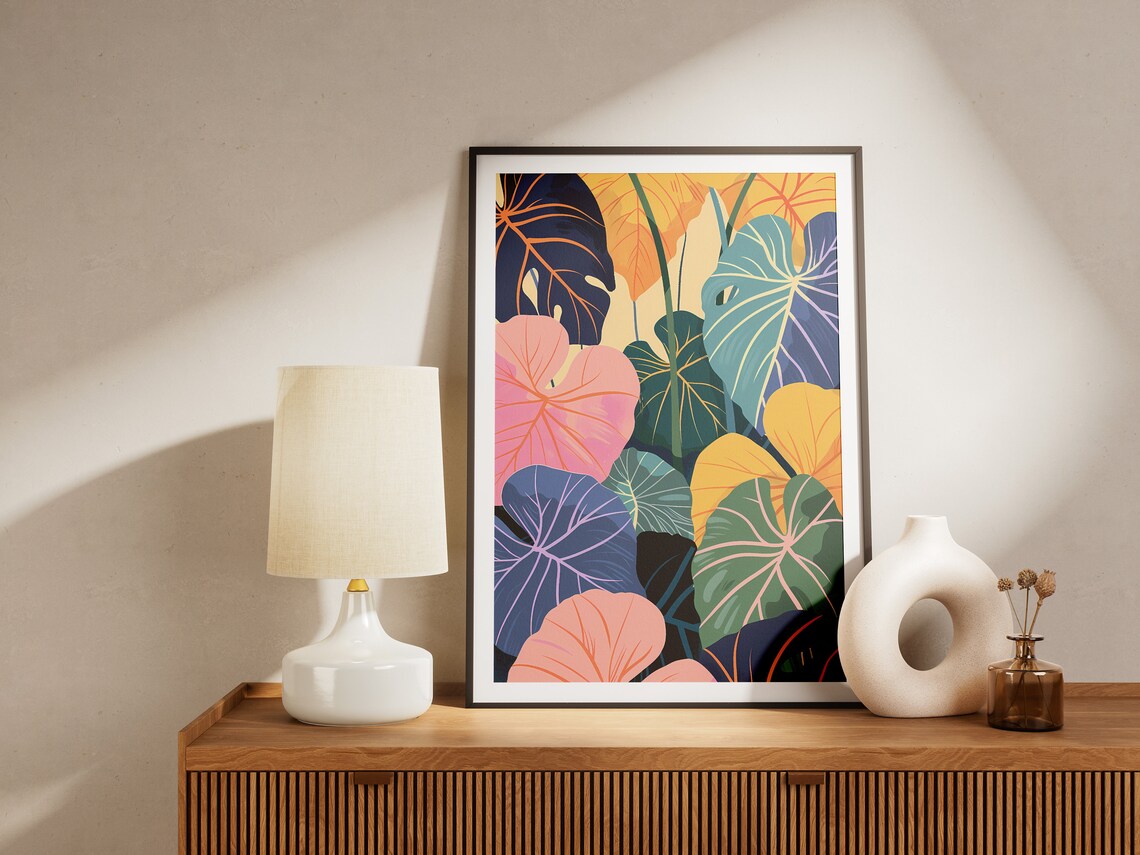 Tropical Leaf Art Print Minimalist Boho Wall Decor Abstract Jungle Poster Home Decor - Image 2