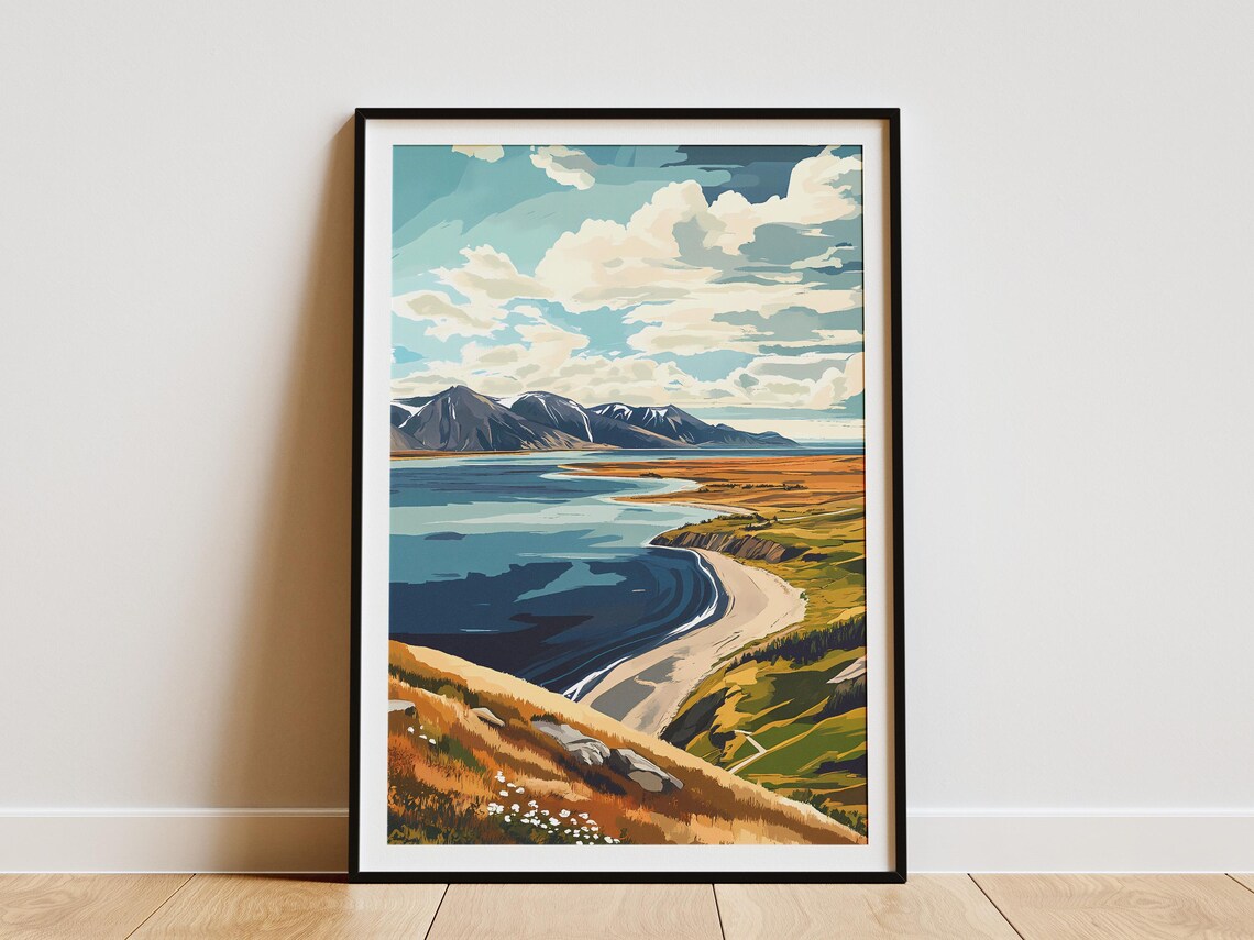 Wrangel Island Arctic Bay Aerial Coast Mountain Vista Poster