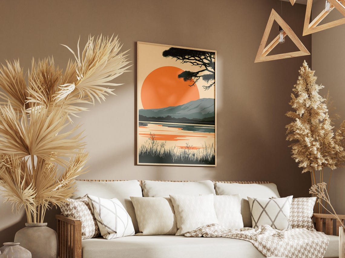 Lake Manyara Tanzania Sunset Acacia Tree Lake Landscape Poster - Image 3