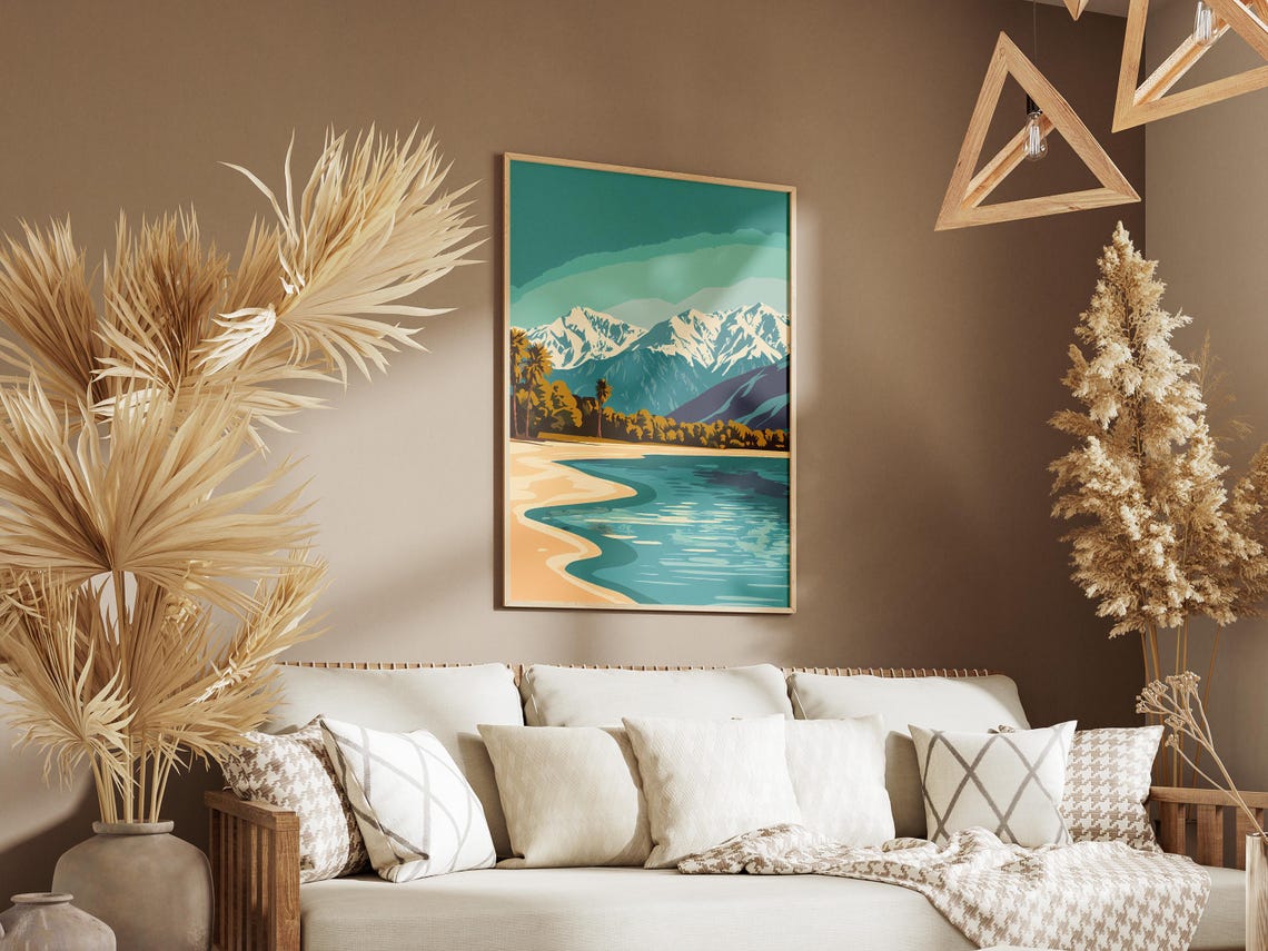 Issyk Kul Kyrgyzstan Snow Mountain Lake Shore Landscape Poster - Image 3