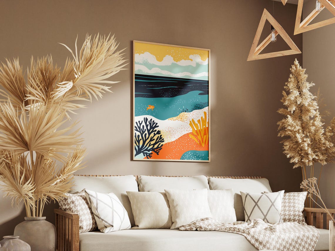 New Caledonia Barrier Reef Abstract Underwater Coral Art Poster - Image 3