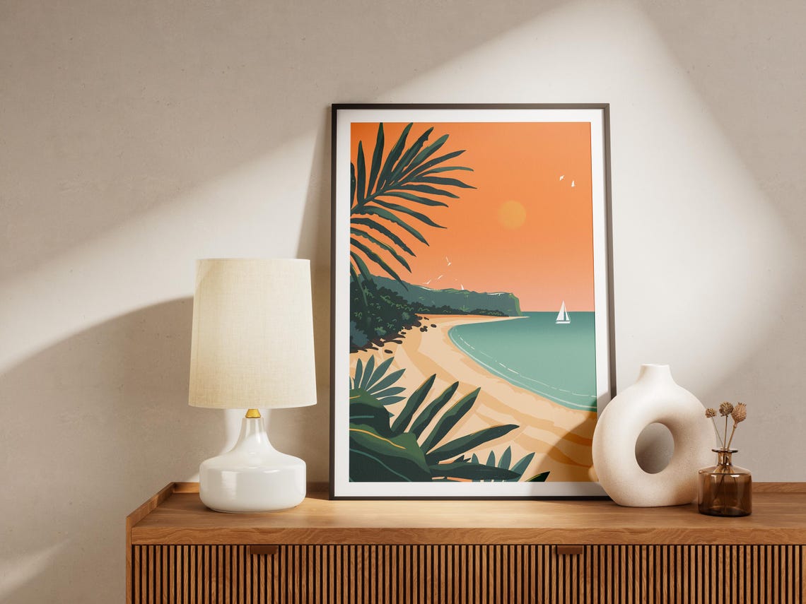 Fraser Island Australia Tropical Sunset Beach Minimalist Art Poster - Image 2