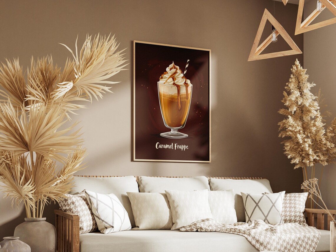 Caramel Frappe Drink Poster Coffee Drink Poster Cafe Poster Whipped Cream Poster Sweet Treat Poster Brown And Beige Delicious Drink Poster - Image 3