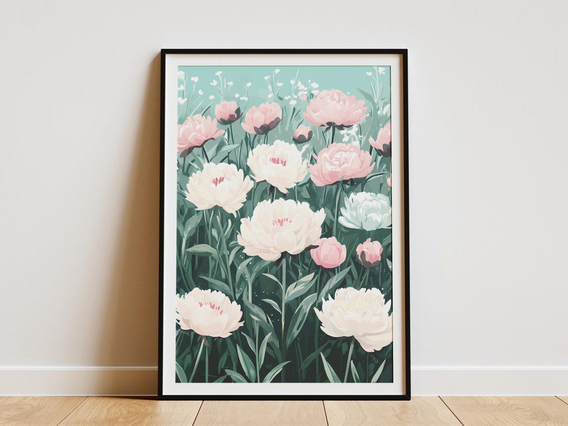 Blush Pink Peony Blossoms Soft Pastel Botanical Floral Poster