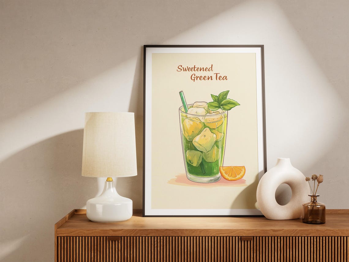 Sweetened Green Tea Iced Mint Lemon Refreshing Summer Drink Poster - Image 5