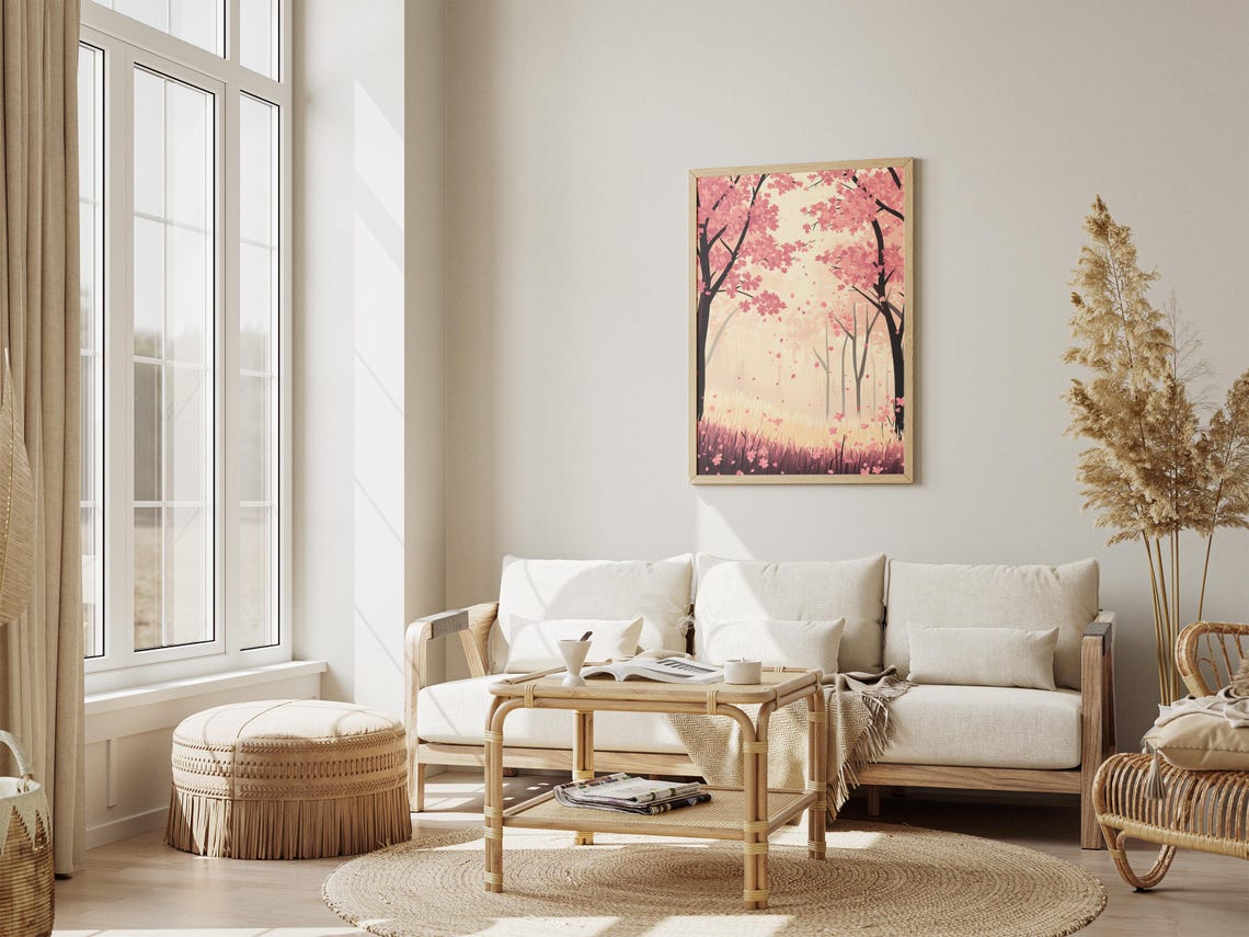 Pink Cherry Blossom Trees Soft Spring Bloom Botanical Flower Poster - Image 4