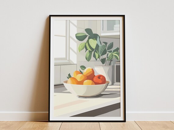 Kitchen Still Life Poster Minimalist Fruit Bowl Print Modern Art Print Print Wall Art Home Decor Art
