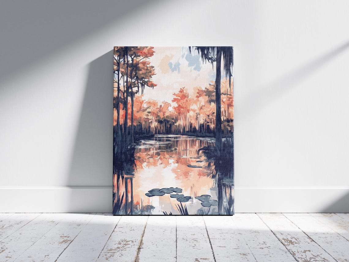 Cypress Swamp Sunset Spanish Moss Wetland Bayou Scenic Poster - Image 2
