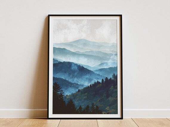 Great Smoky Mountains Blue Ridge Misty Peaks Art Travel Poster