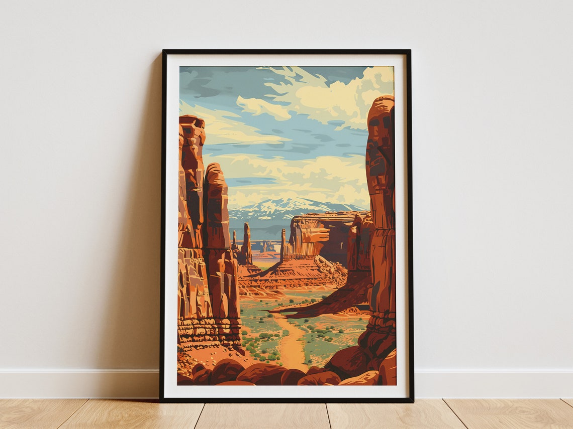 Arches National Park Desert Spires Canyon View Vintage Poster