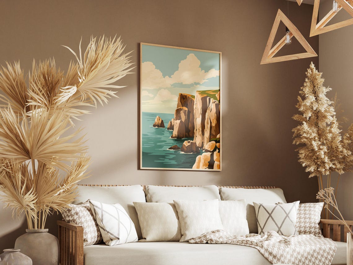 Lands End Cornwall Golden Sea Stacks Cliffs Turquoise Sea Poster - Image 3