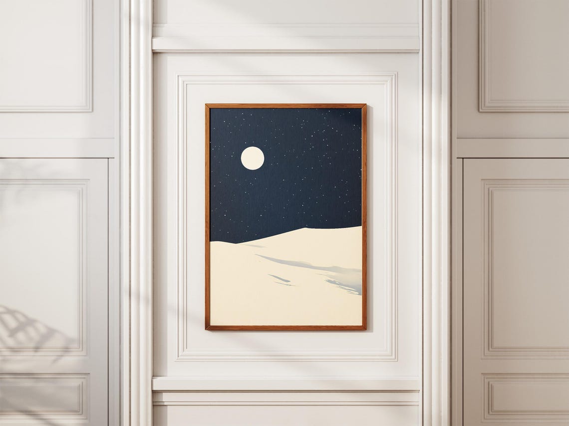 White Sands National Park Moonlit Dunes Under Starry Night Sky Poster - Image 2