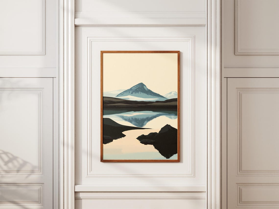 Myvatn Lake Iceland Minimalist Mountain Lake Reflection Poster - Image 2