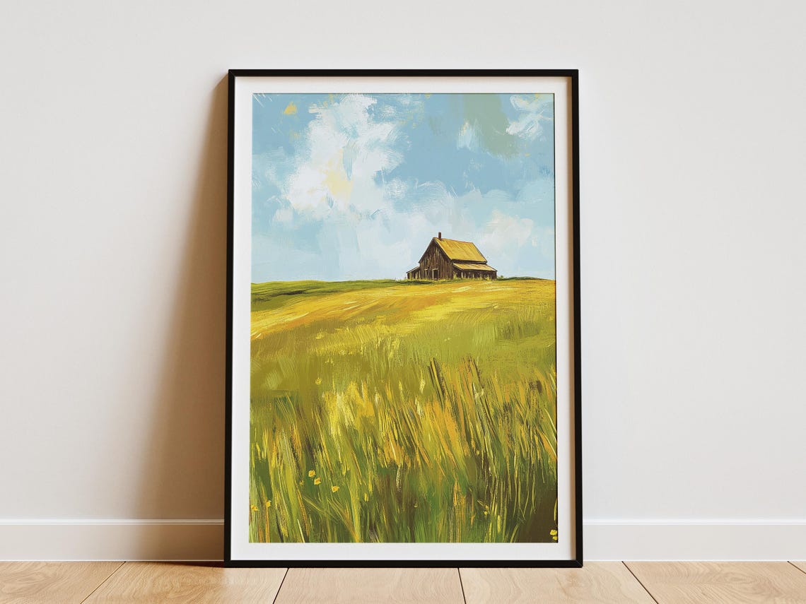 Old Wooden Barn Standing In A Golden Summer Meadow Rustic Poster