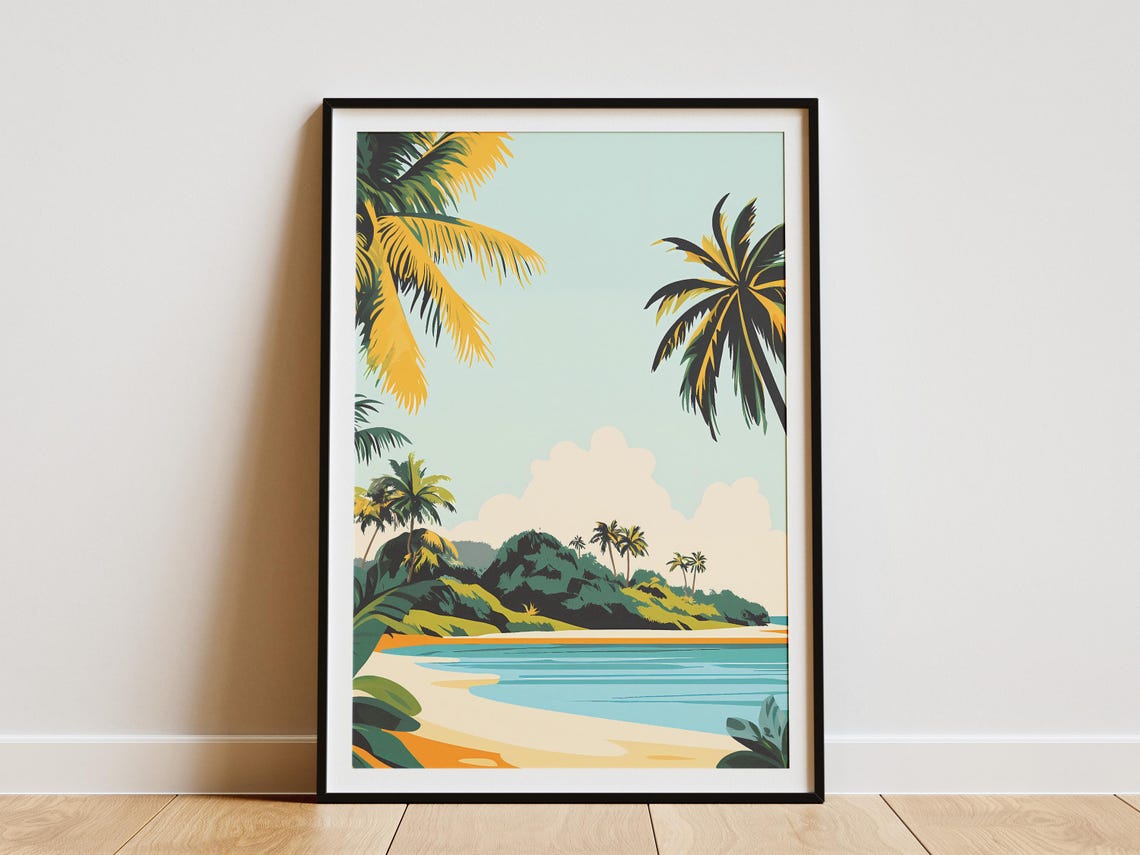 Aitutaki Island Cook Islands Palm Beach Lagoon Paradise Poster