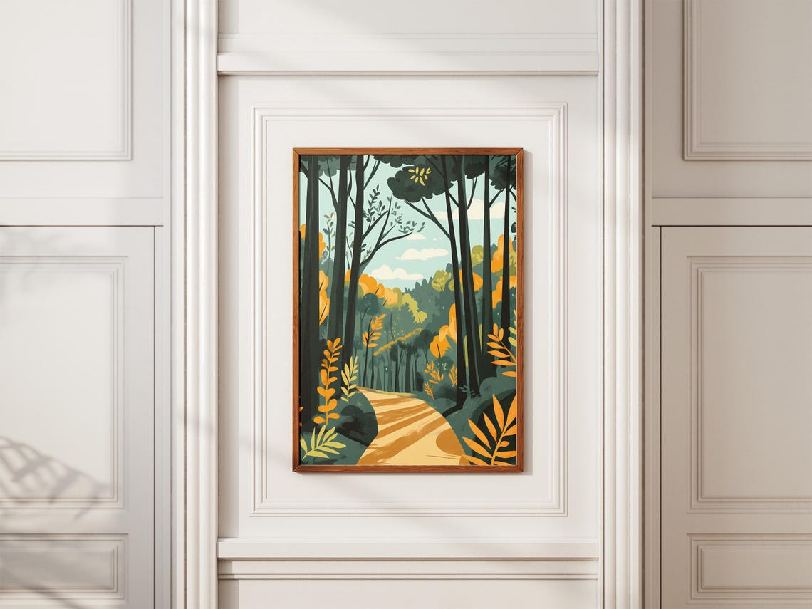 Madeira Portugal Laurel Forest Golden Path Tall Trees Poster - Image 2