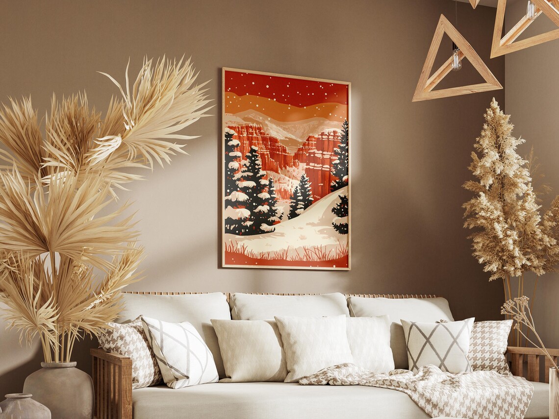 Bryce Canyon National Park Winter Snow Poster Vintage Travel Poster Red Rock Canyon Landscape Art Print Utah National Park Wall Art Decor - Image 3