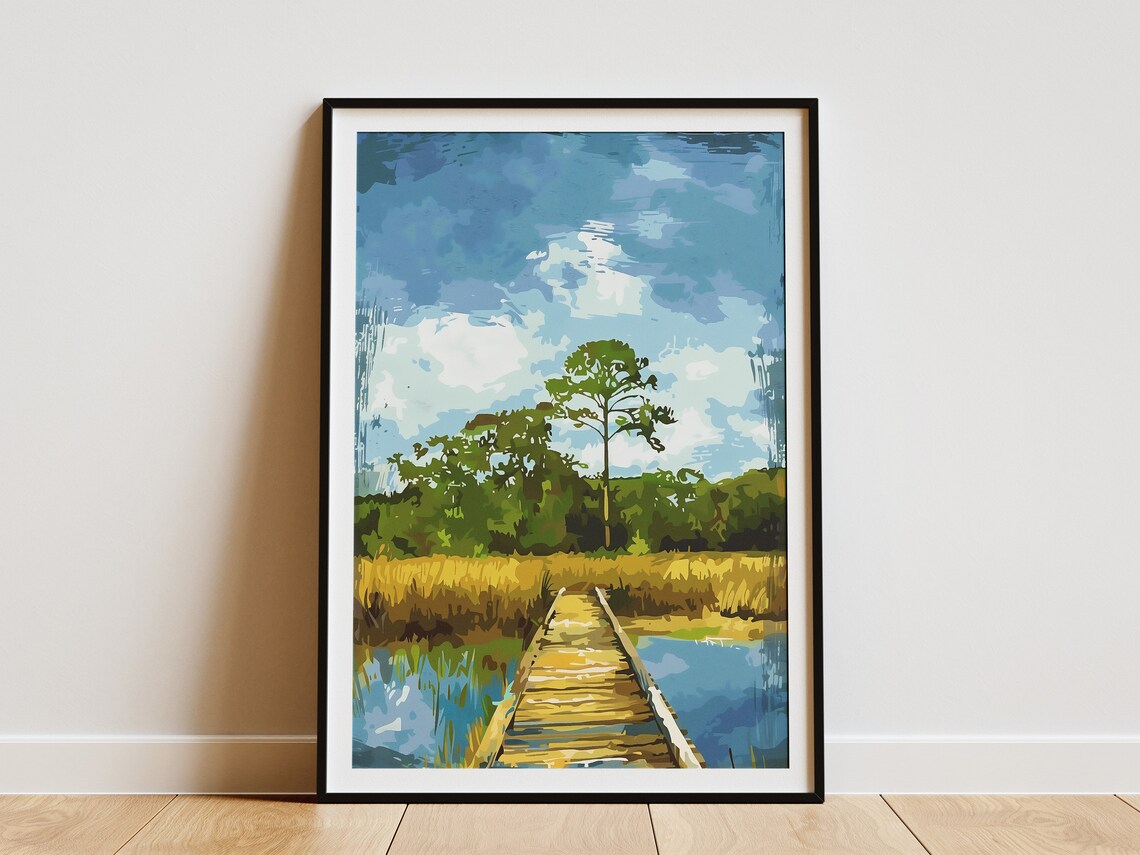 South Carolina Lowcountry Travel Poster, Modern Landscape