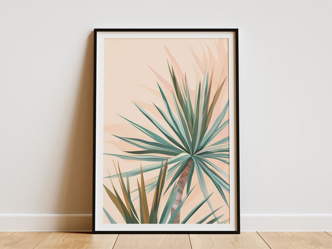 Minimalist Yucca Palm Plant Poster Boho Chic Tropical Art Print Wall Decor Living Room