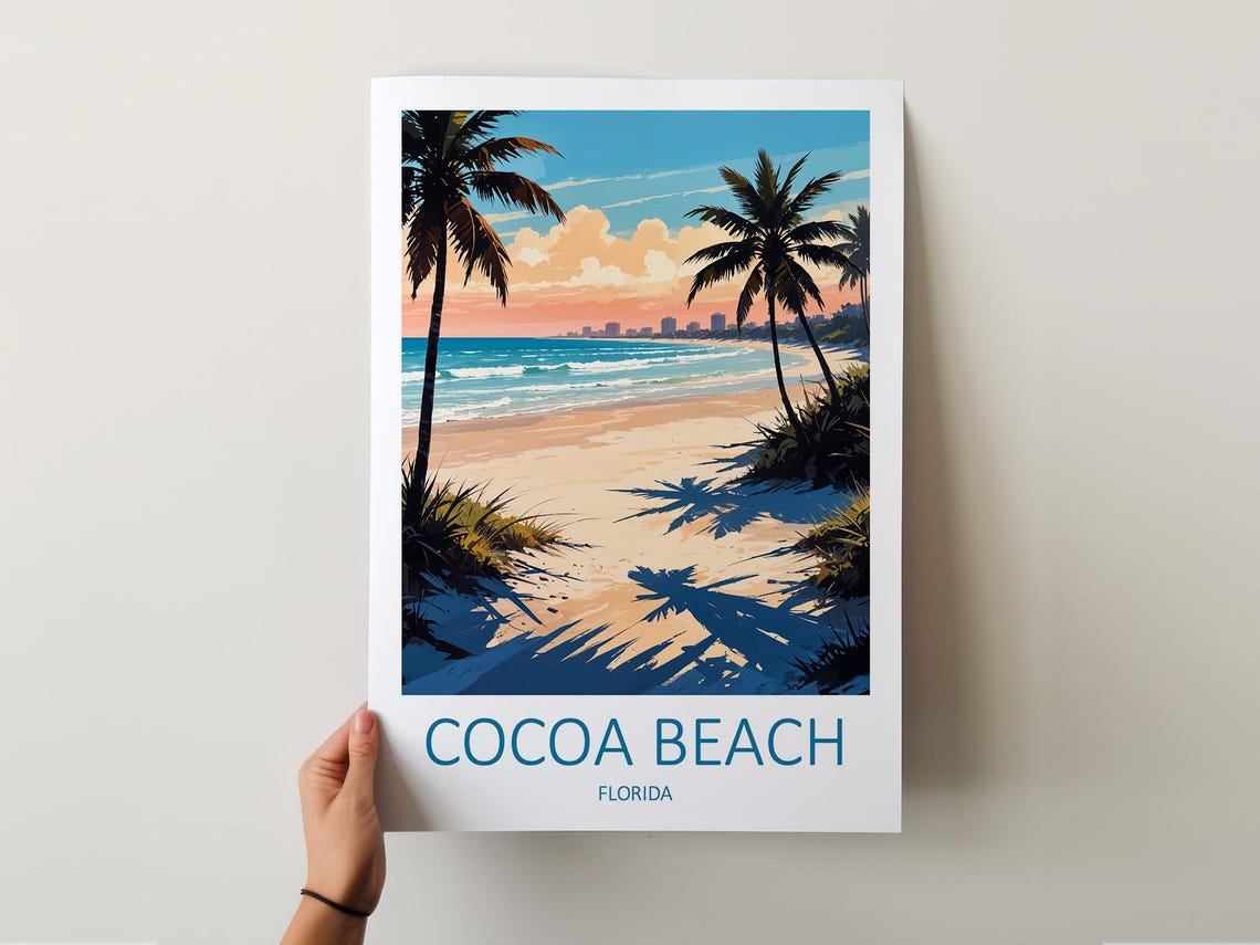 Cocoa Beach Florida Palm Tree Beach Sunset Surf Paradise Poster - Image 5