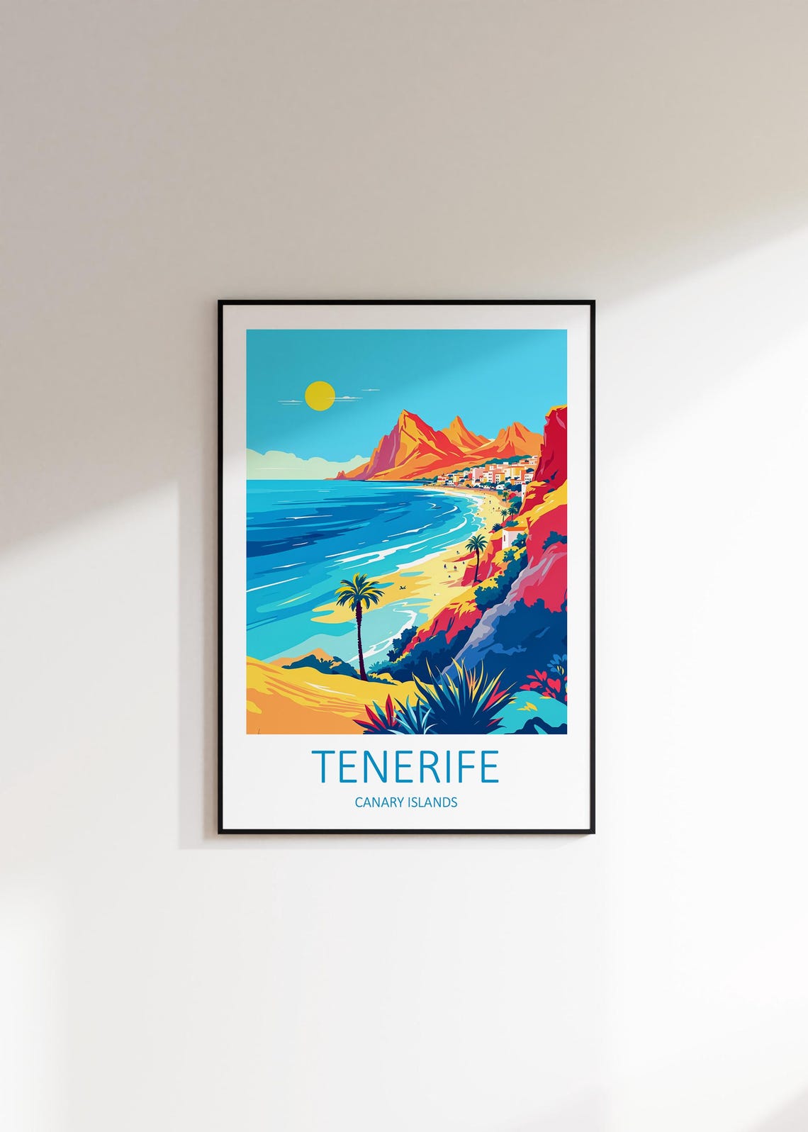 Tenerife Canary Islands Beach Volcanic Mountain Travel Poster - Image 3