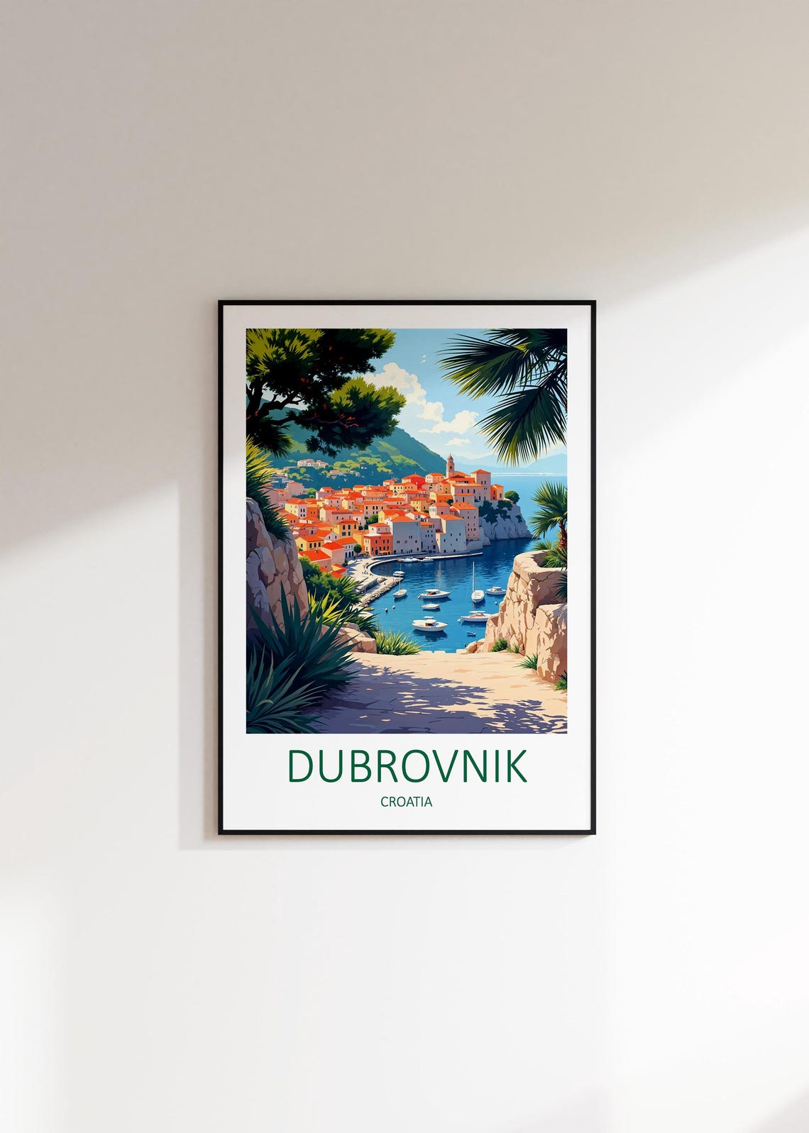 Dubrovnik Croatia Old Harbour Town With Boats And Red Rooftops Poster - Image 2