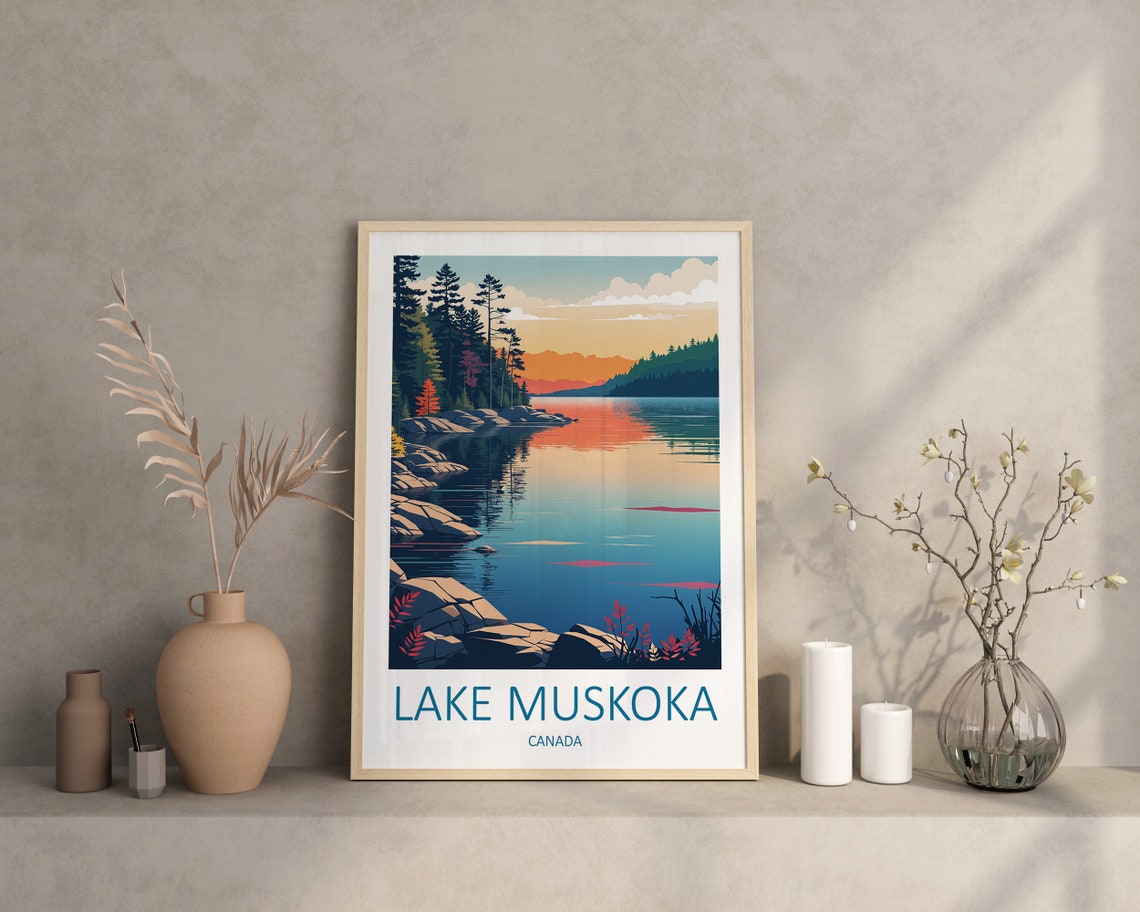 Lake Muskoka Print Muskoka Canada Canada Travel Print Muskoka Poster Travel Gift Ontario Canada Print Lakes Poster North America - Image 4