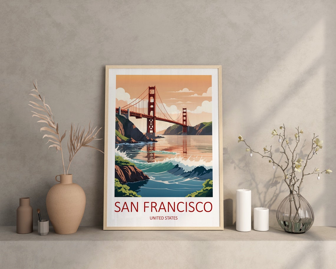 San Francisco Golden Gate Bridge At Sunset California Poster - Image 4