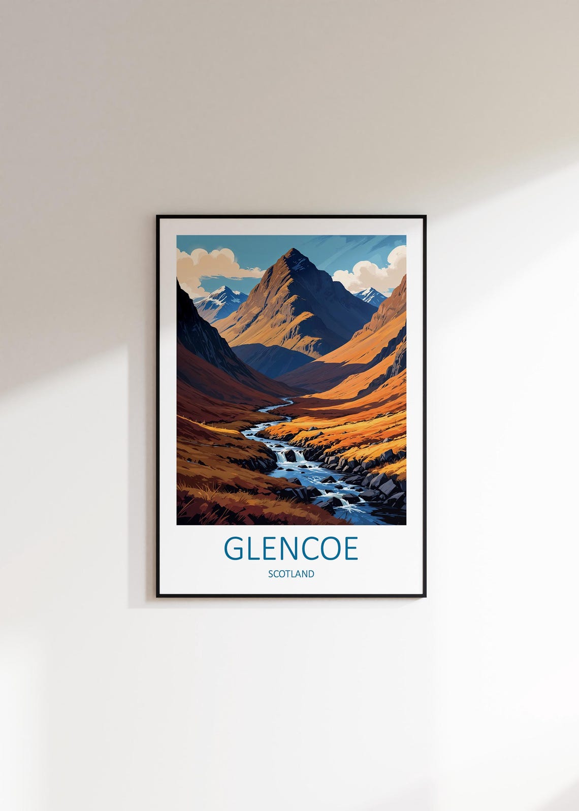 Glencoe Scotland Dramatic Valley Stream And Rocky Mountain Poster - Image 3