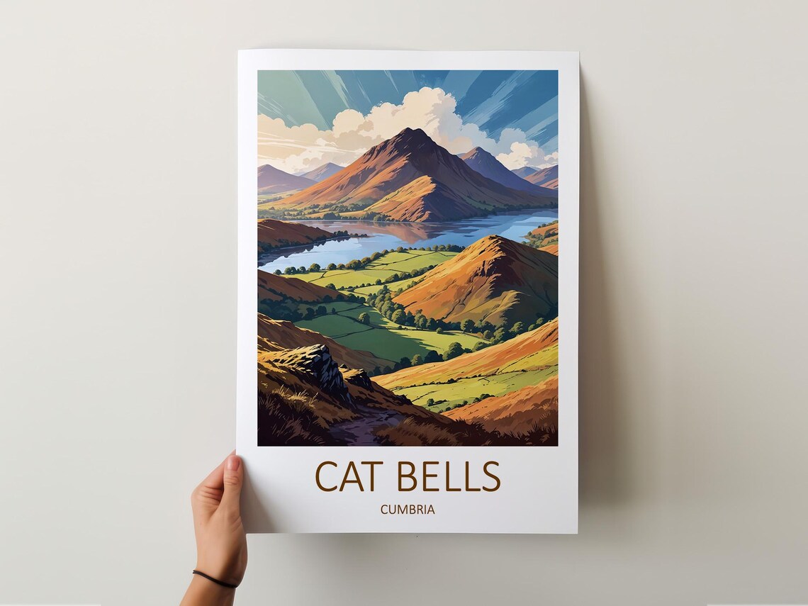 Cat Bells Cumbria Lake District Fell Panorama Vintage Travel Poster - Image 5