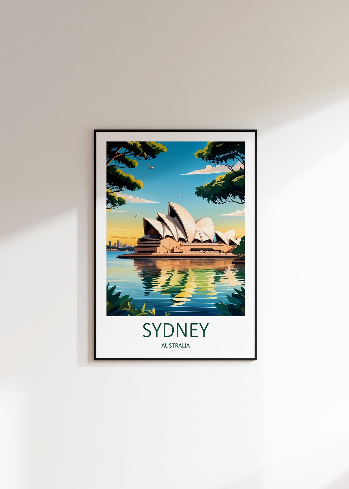 Sydney Australia Opera House Harbour Golden Sunset Reflection Poster - Image 3