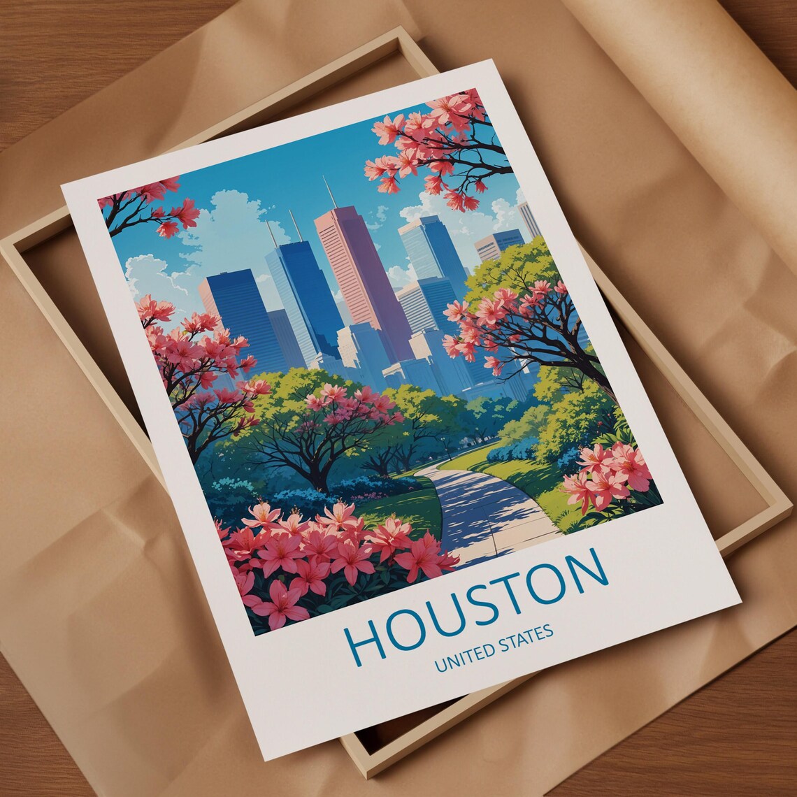 Houston Print Houston Texas Texas Wall Art Houston Poster Usa Travel Print Texas Print America Gift United States Travel Wall Print - Image 4