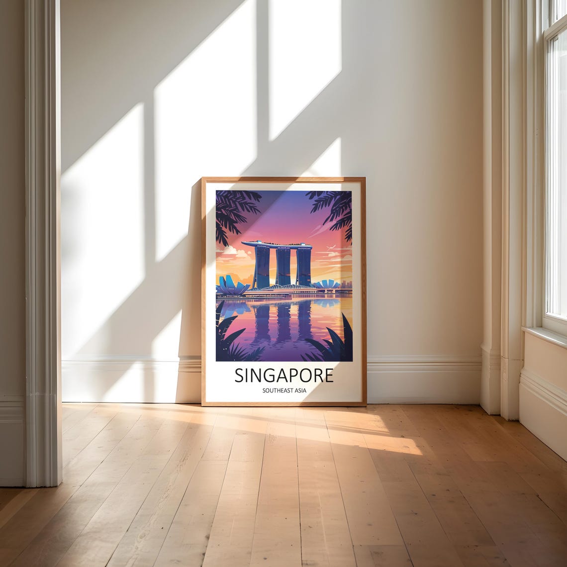 Singapore Print Singapore Poster Singapore Art Asia Poster Print Marina Bay Sands Travel Memories Gift Singapore Travel Print - Image 6