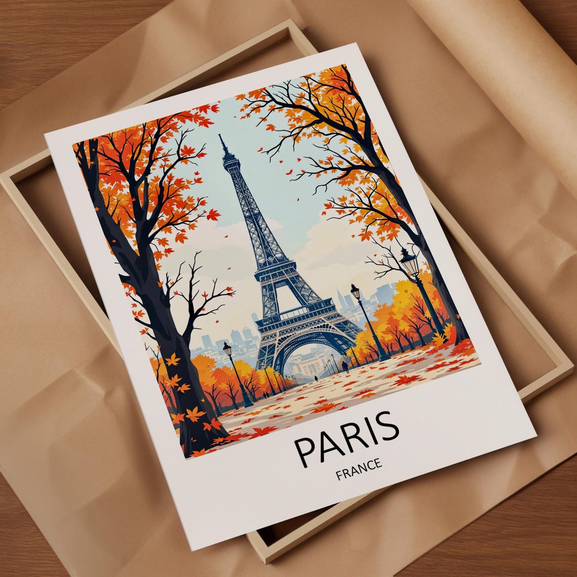 Paris France Eiffel Tower Framed by Golden Autumn Leaves Poster - Image 4