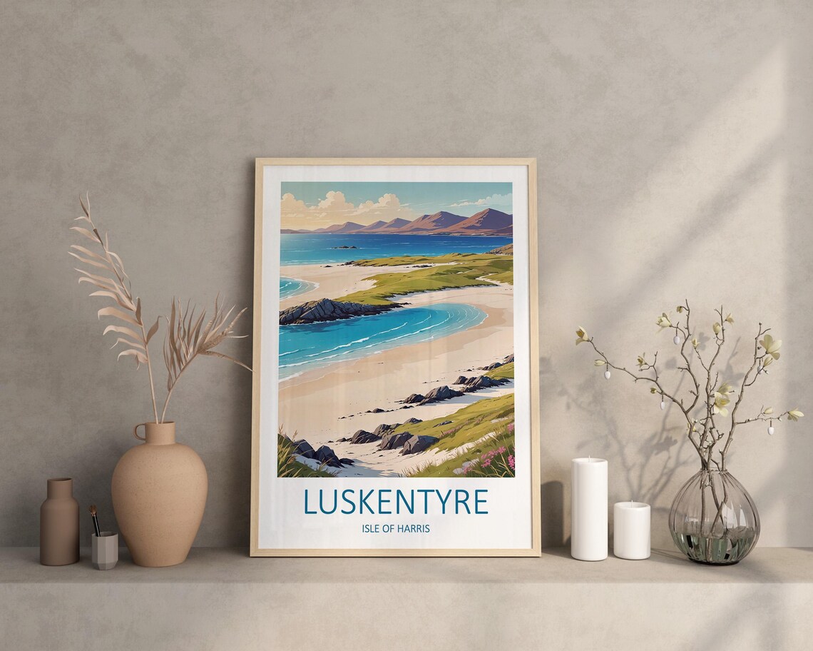 Luskentyre Isle Of Harris White Sand Beach Turquoise Travel Poster - Image 2